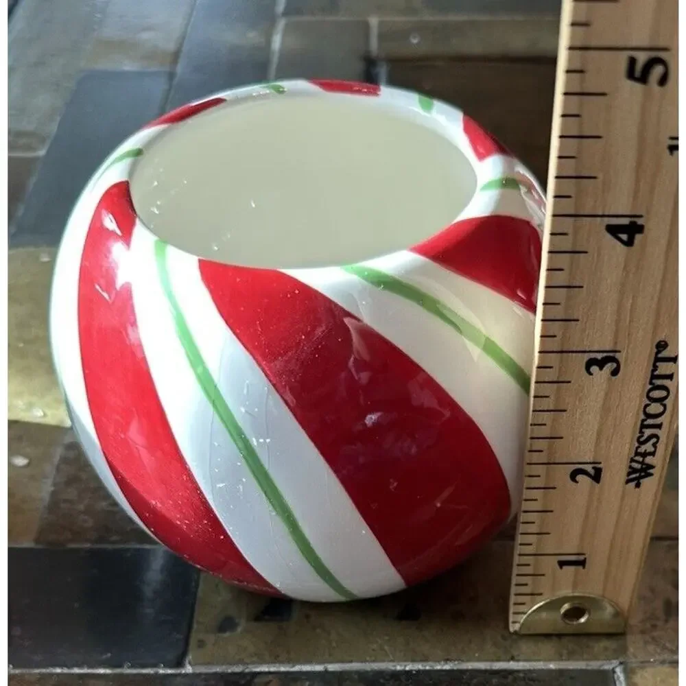 RARE‎ SET OF 3 FITZ & FLOYD "PEPPERMINT SANTA" Mini Pots - Picture 3 of 4